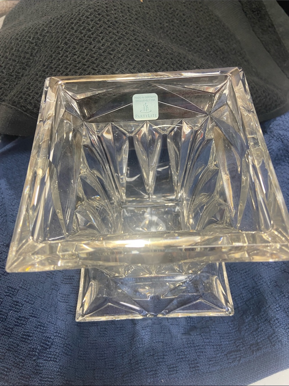Vintage PartyLite Made in Germany Faceted Crystal Votive Candle Holder